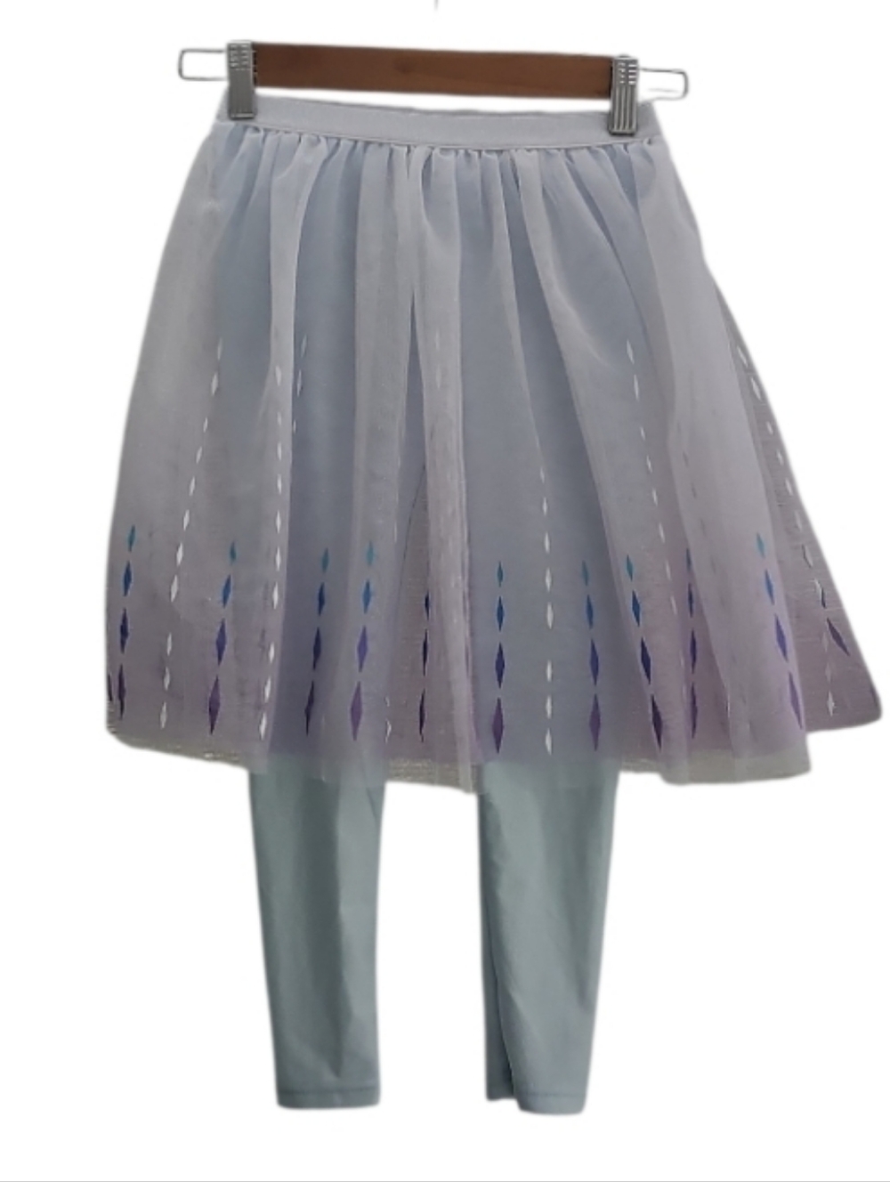 Disney Frozen Elsa Tutu Skirt Leggings Girls 5/6 Blue Sparkle Costume Princess